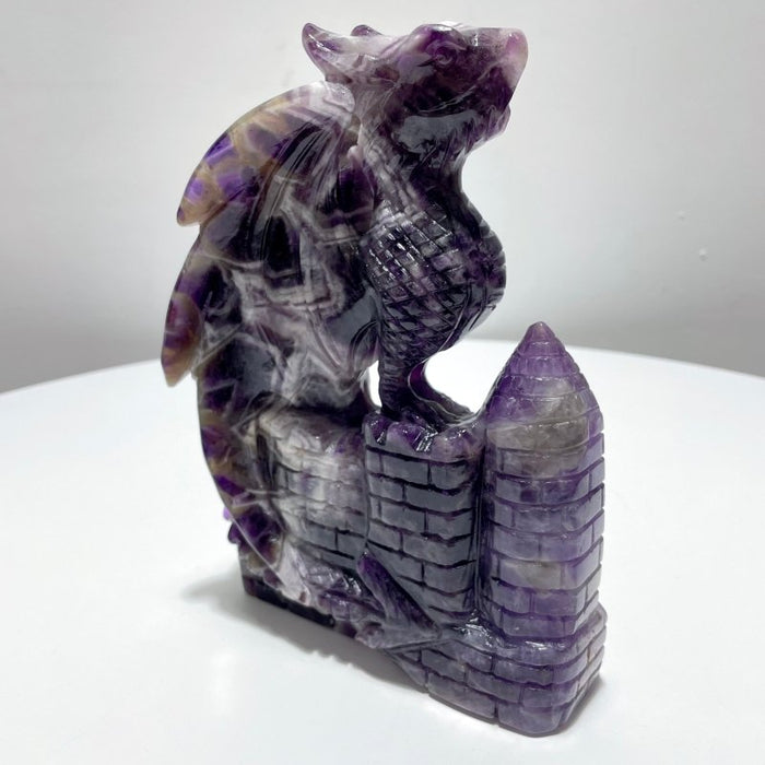 Large Chevron Amethyst Dragon Castle Carving