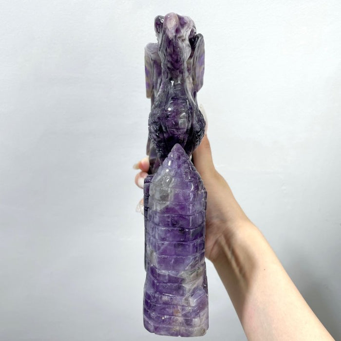 Large Chevron Amethyst Dragon Castle Carving