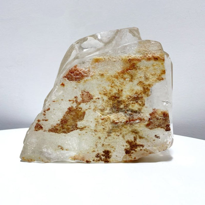 Large Clear Quartz Skull Back Rough Carving