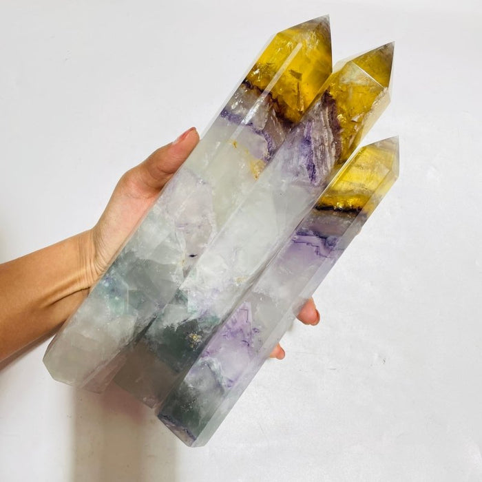 Large Colorful Rainbow Fluorite Yellow Tip Tower Wholesale