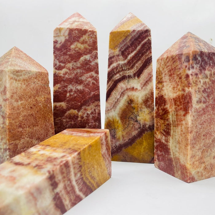 Large Fat Red Dali Jasper Four-Sided Tower Point Wholesale