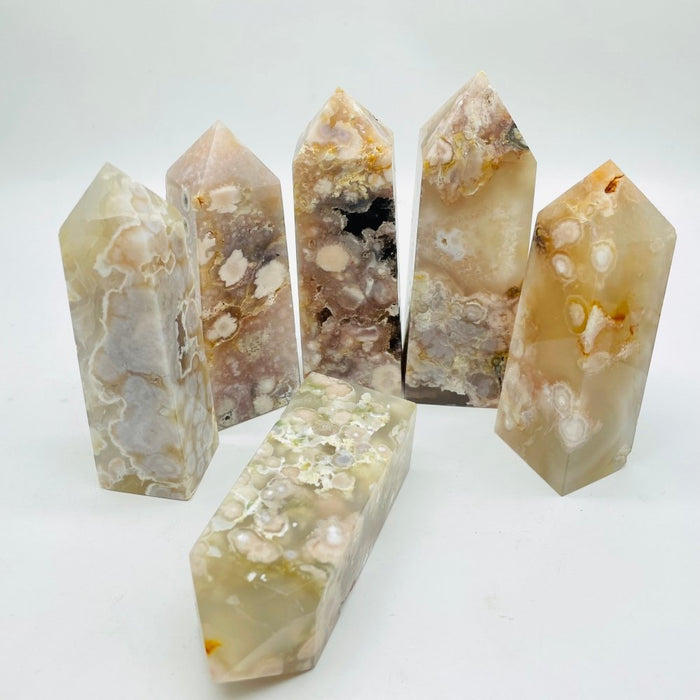 Large Fat Sakura Agate Four-Sided Tower Point Wholesale