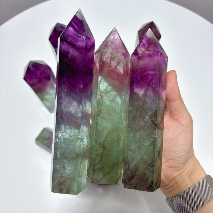 Large Fat Watermelon Colourful Fluorite Tower Point Wholesale