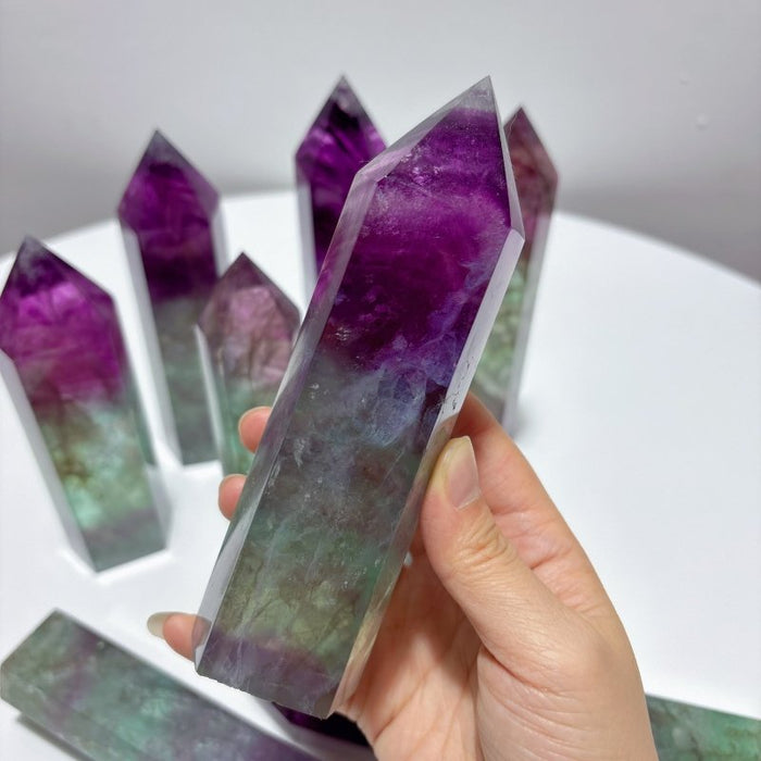 Large Fat Watermelon Colourful Fluorite Tower Point Wholesale