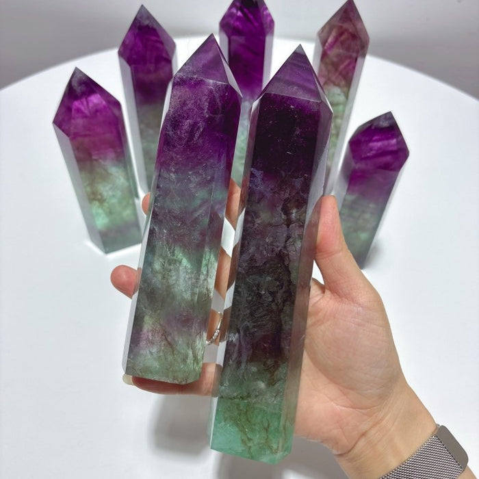 Large Fat Watermelon Colourful Fluorite Tower Point Wholesale