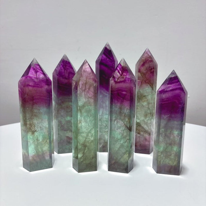 Large Fat Watermelon Colourful Fluorite Tower Point Wholesale