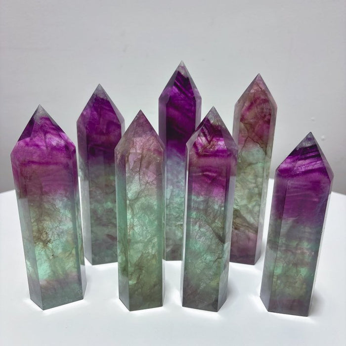 Large Fat Watermelon Colourful Fluorite Tower Point Wholesale