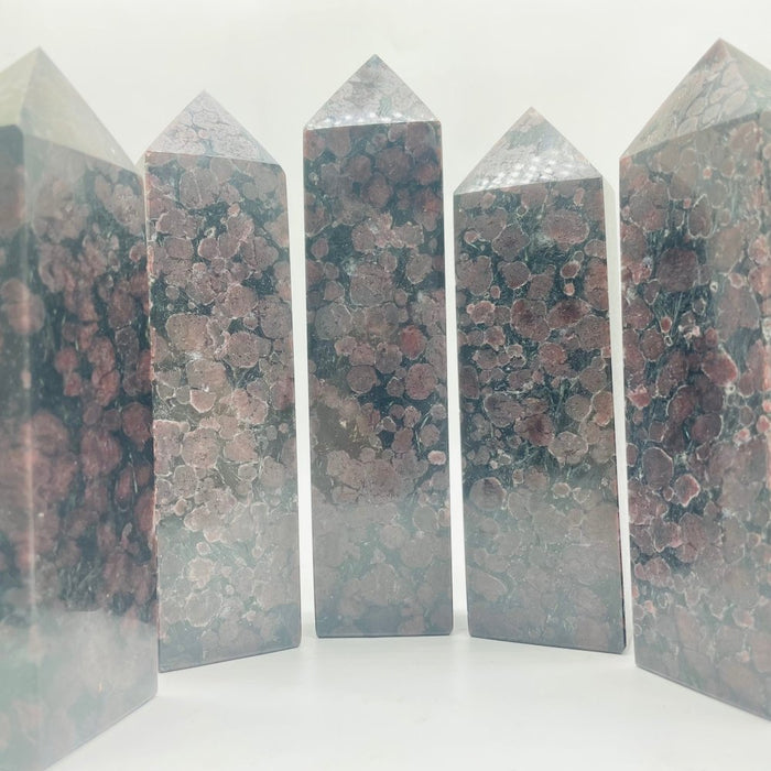 Large Garnet Mixed Astrophyllite Four-Sided Tower Point Wholesale