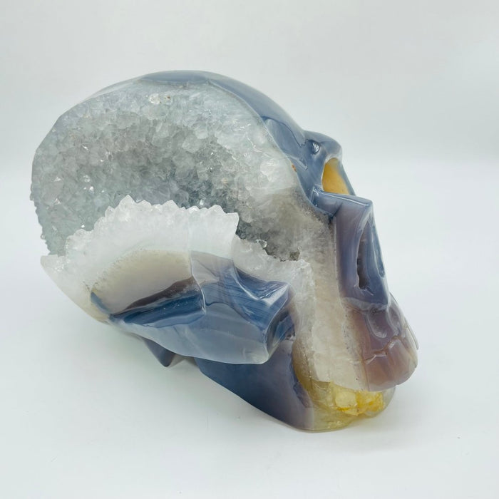 Large Geode Druzy Agate Skull