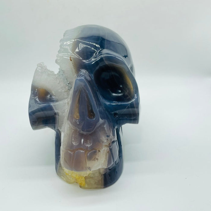 Large Geode Druzy Agate Skull