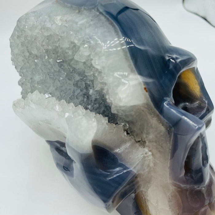 Large Geode Druzy Agate Skull
