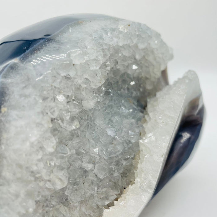 Large Geode Druzy Agate Skull