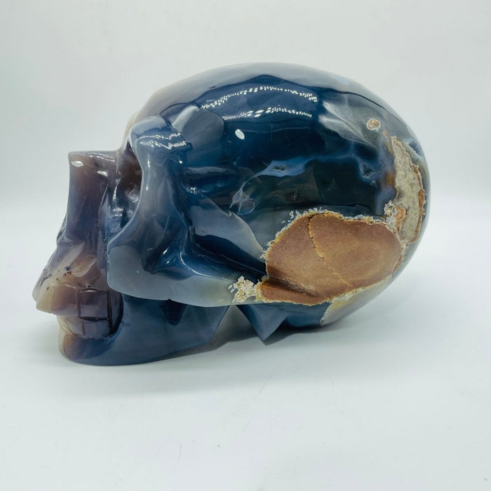 Large Geode Druzy Agate Skull
