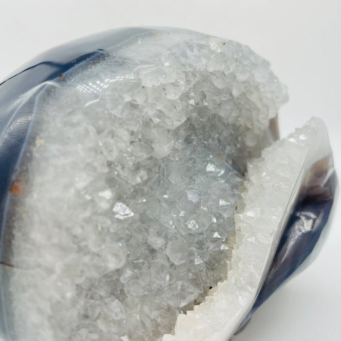 Large Geode Druzy Agate Skull