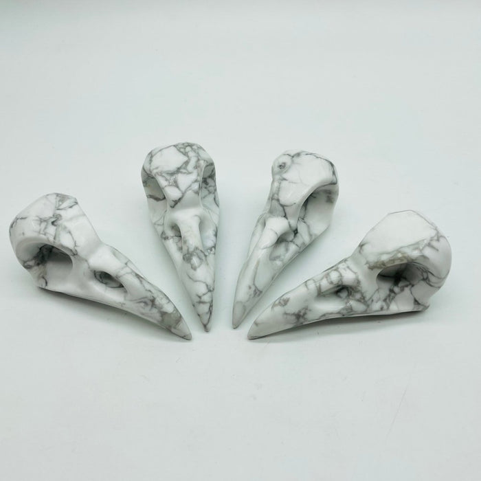 Large Howlite Crow Skull Carving Wholesale