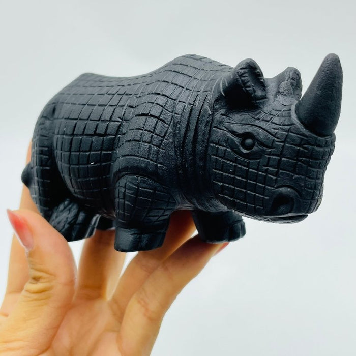 Large Obsidian Rhino Carving Wholesale