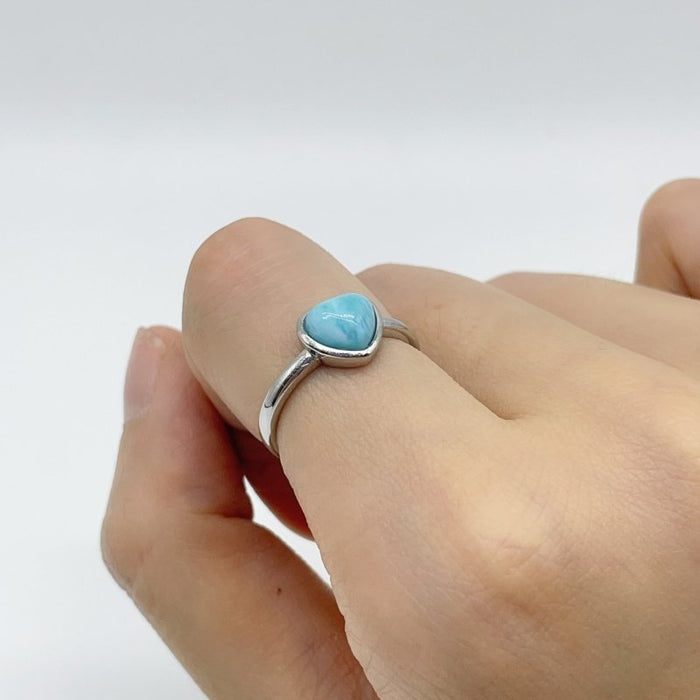 Larimar Heart Ring Crystal Wholesale
