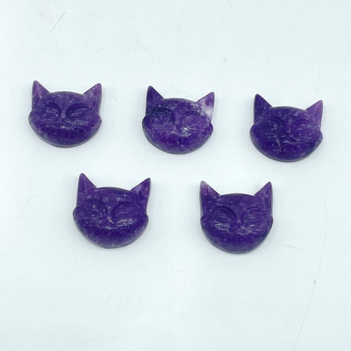Lepidolite Cat Head Carving Wholesale