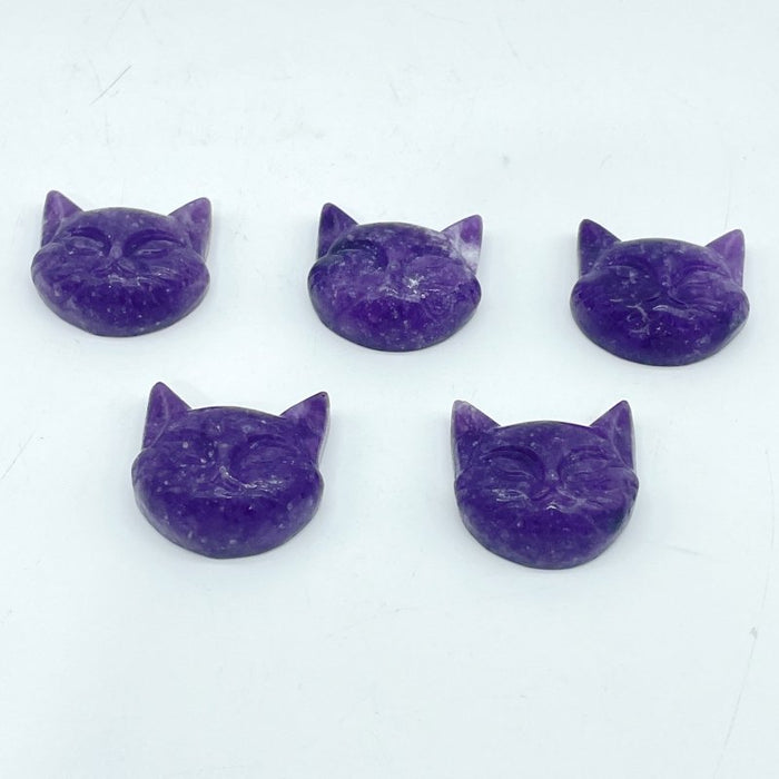 Lepidolite Cat Head Carving Wholesale