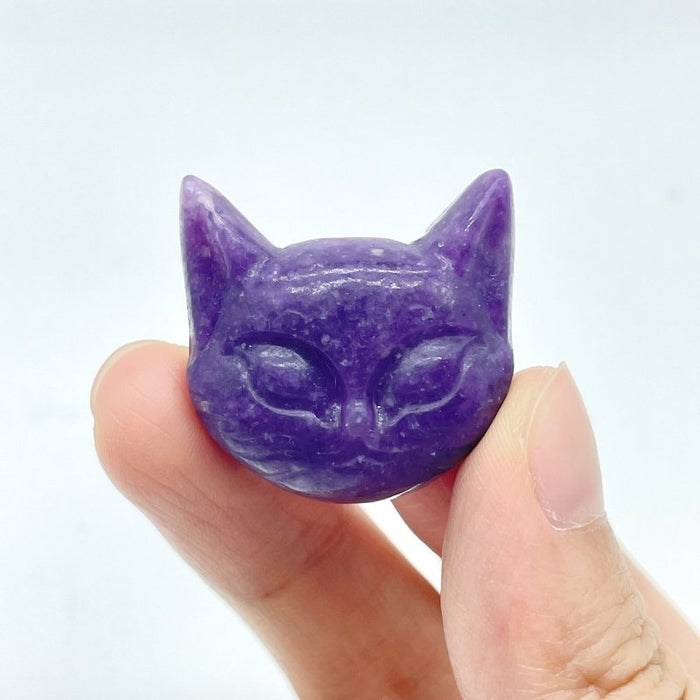 Lepidolite Cat Head Carving Wholesale
