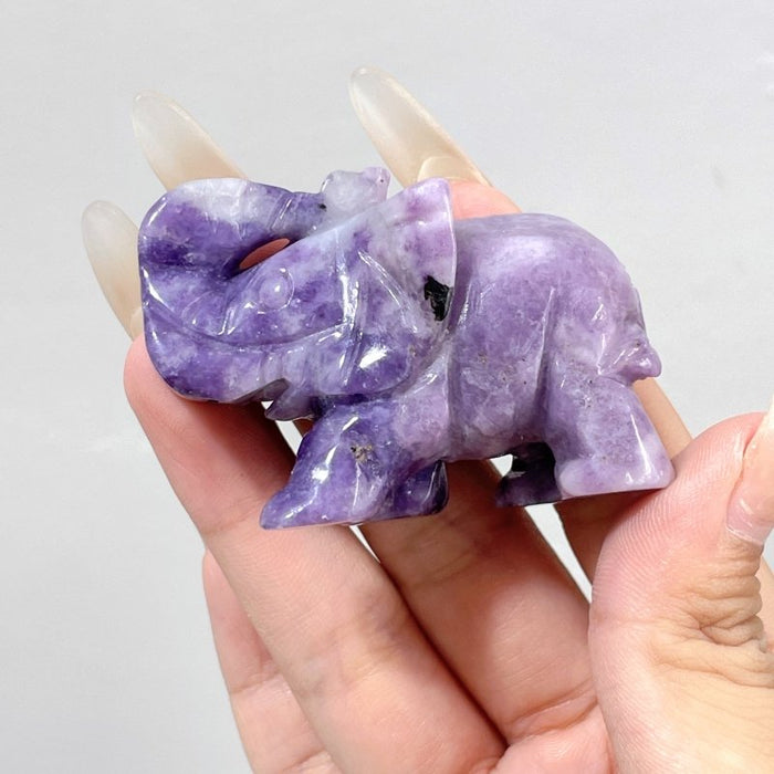 Lepidolite Elephant Carving Wholesale