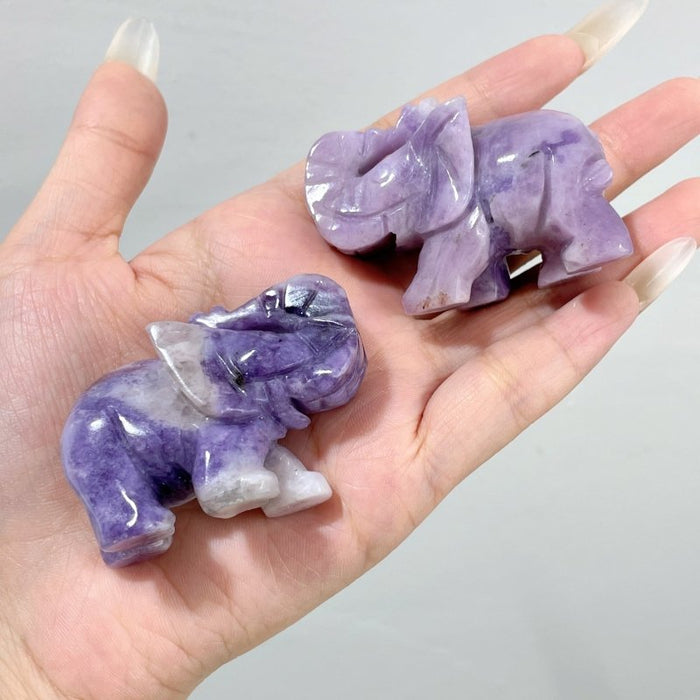 Lepidolite Elephant Carving Wholesale