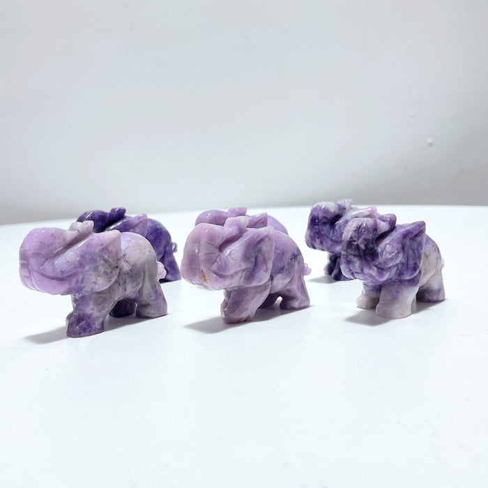 Lepidolite Elephant Carving Wholesale