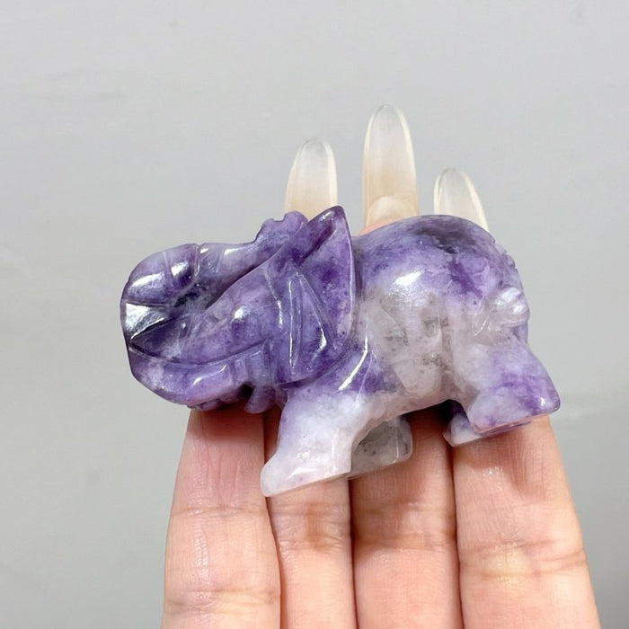 Lepidolite Elephant Carving Wholesale