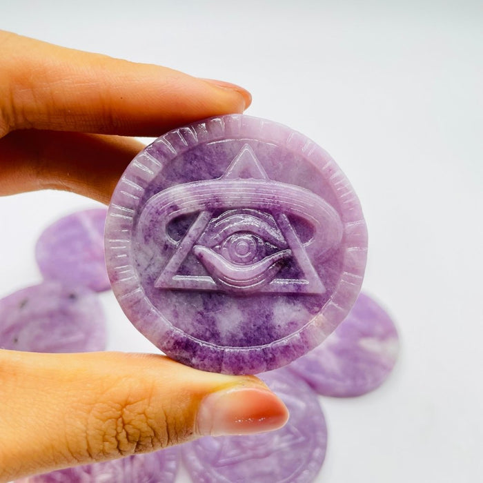 Lepidolite Evil Eye Carving Wholesale