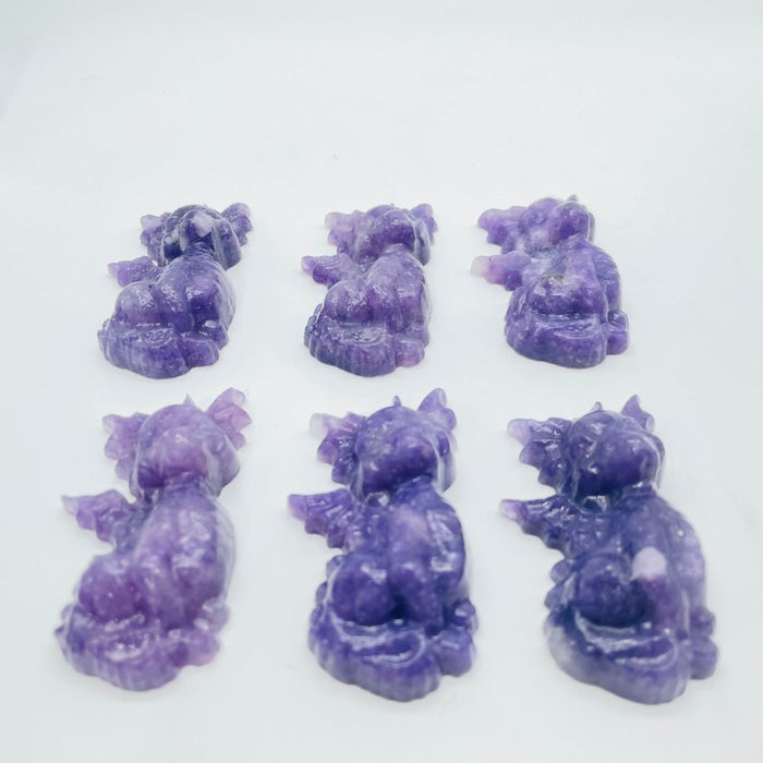Lepidolite Garden Baby Dragon Carving Wholesale