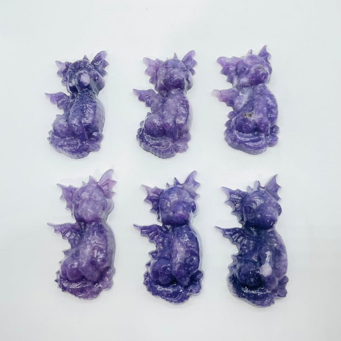 Lepidolite Garden Baby Dragon Carving Wholesale