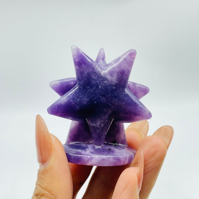 Lepidolite Stand Starfish Carving Wholesale