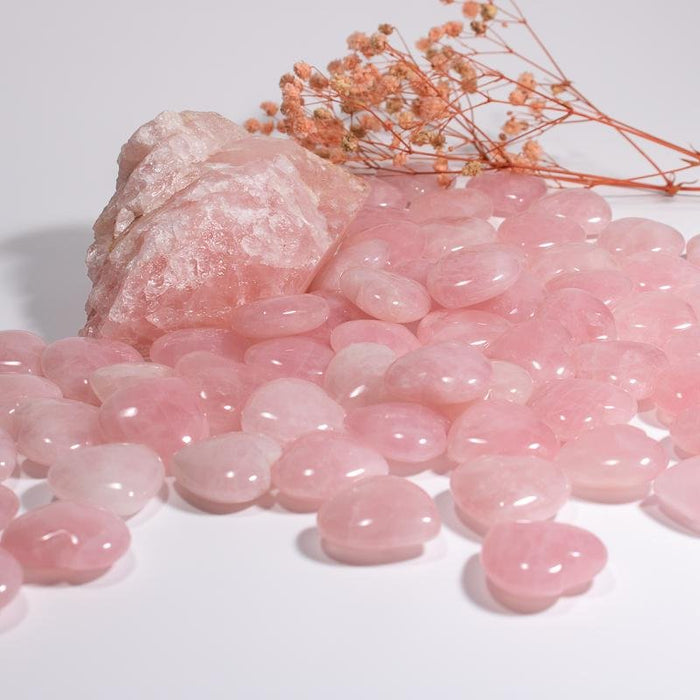 Madagascar Rose Quartz Deep Pink Heart 1in (25mm) Wholesale