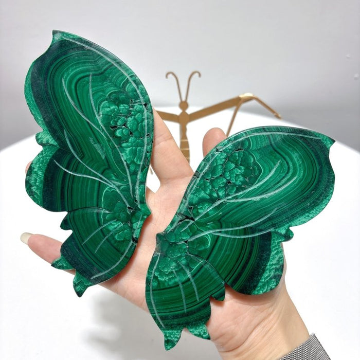 Malachite Butterfly Wing Crystal Carving With Stand