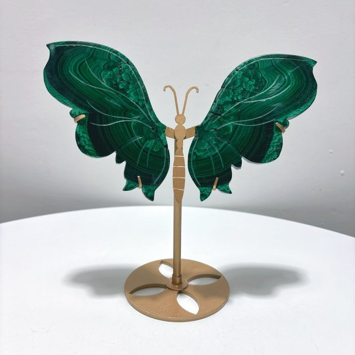Malachite Butterfly Wing Crystal Carving With Stand