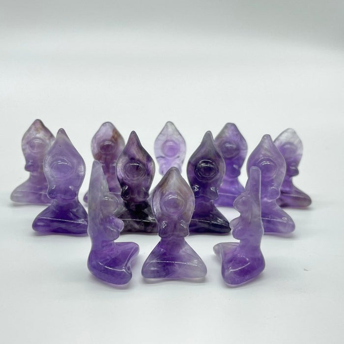 Mini Amethyst Yoga Goddess Female Carving Wholesale