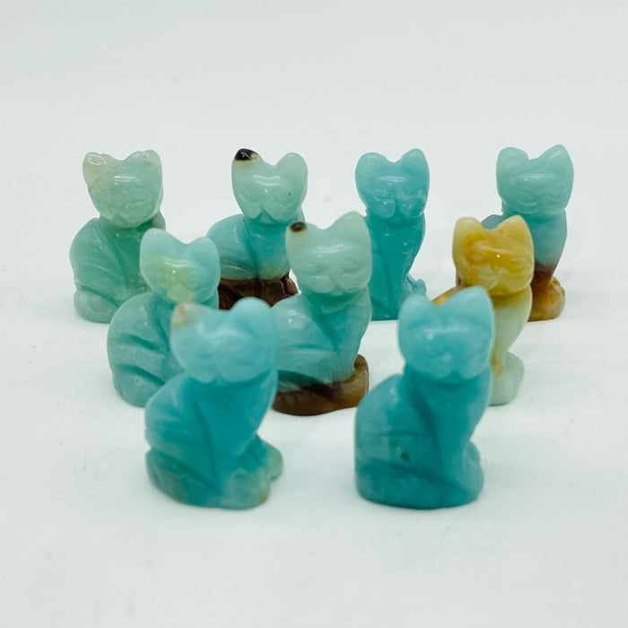 Mini Caribbean Calcite Cat Carving Wholesale