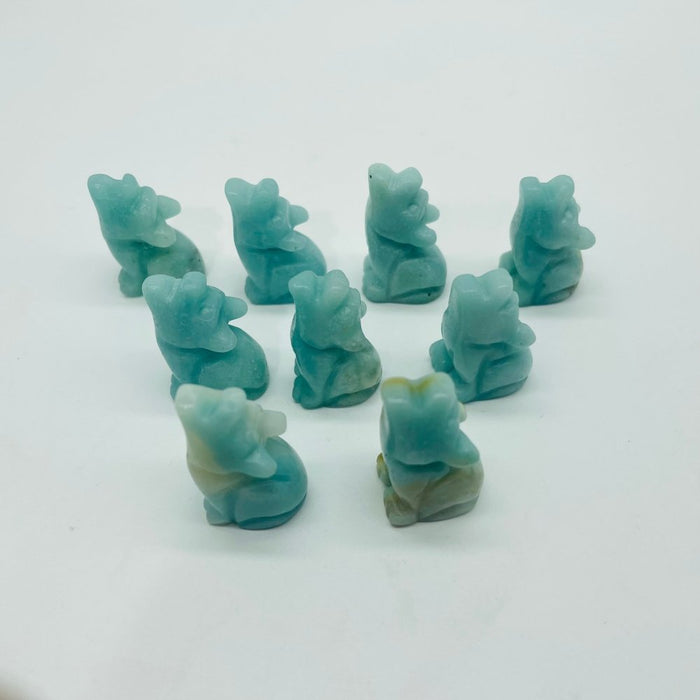 Mini Caribbean Calcite Wolf Carving Wholesale