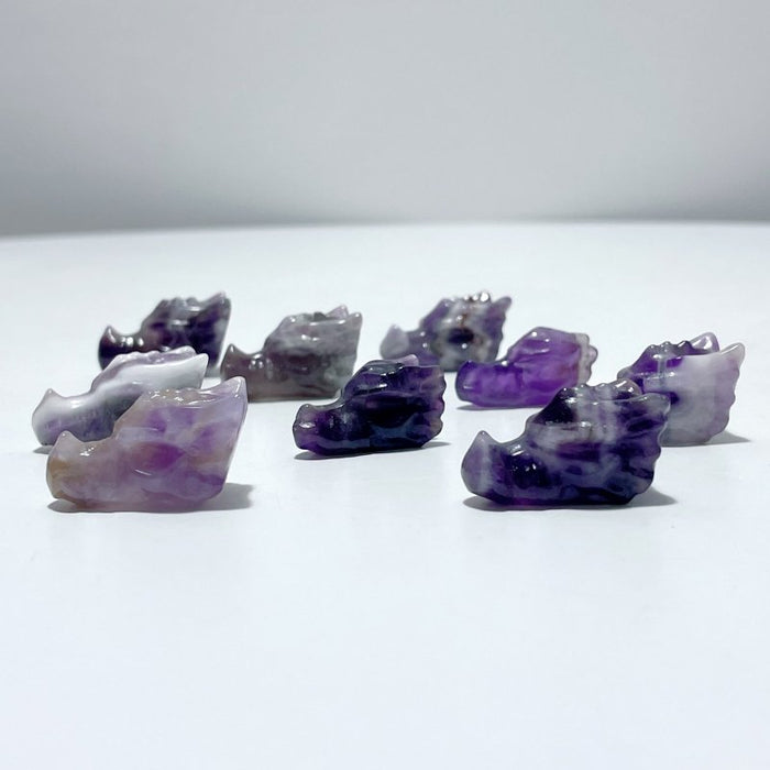 Mini Chevron Amethyst Dragon Head Carving Wholesale