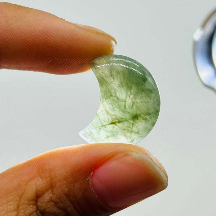 Mini Green Rutile Moon DIY Pendant Wholesale