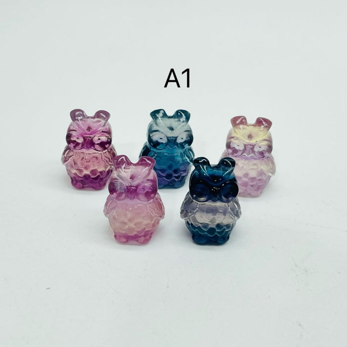 Mini Rainbow Fluorite Owl Carving Wholesale