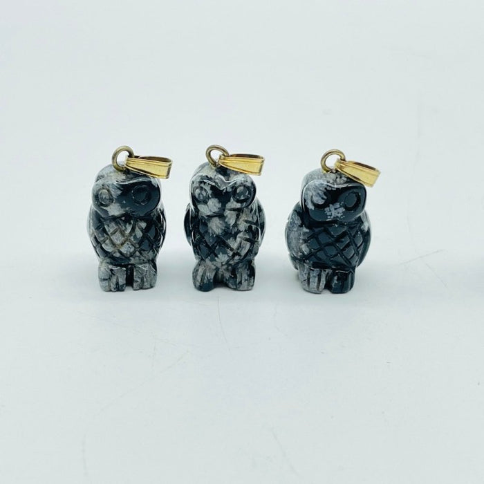 Mini Snowflake Obsidian Owl Pendant Wholesale