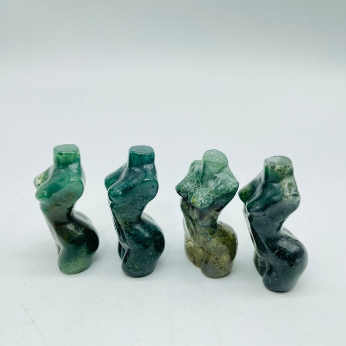 Moss Agate & Hematite Mini Goddess Carved Wholesale