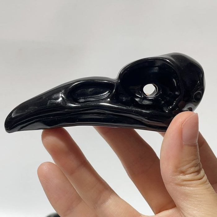 Obsidian Crow Skull Carving Wholesale