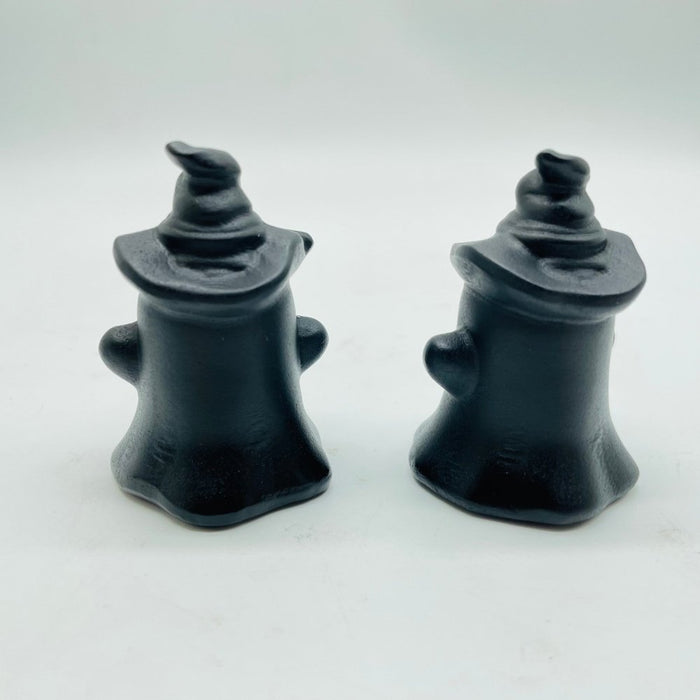 Black Obsidian Ghost With Wizard Hat Carving Wholesale