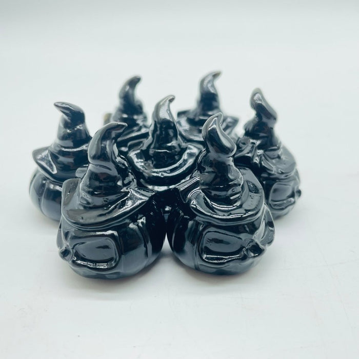 Obsidian & Larvikite Pumpkin Wizard Carving Wholesale