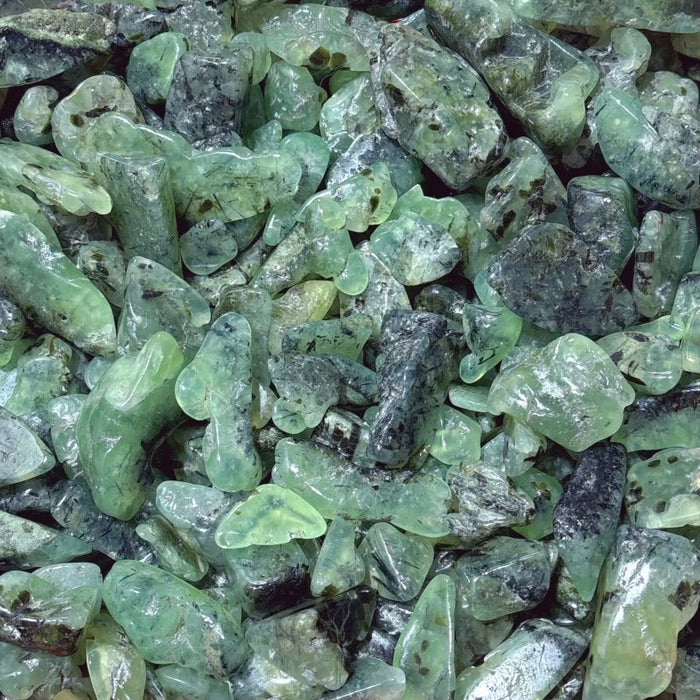 Polished Prehnite Gravel Chips Mixed Size Wholesale