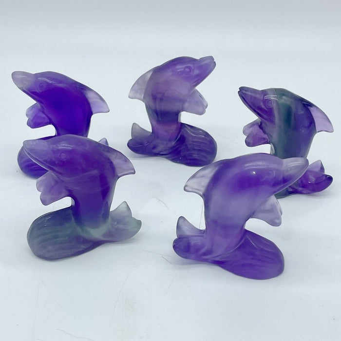 Purple Fluorite Dolphin Carving Wholesale