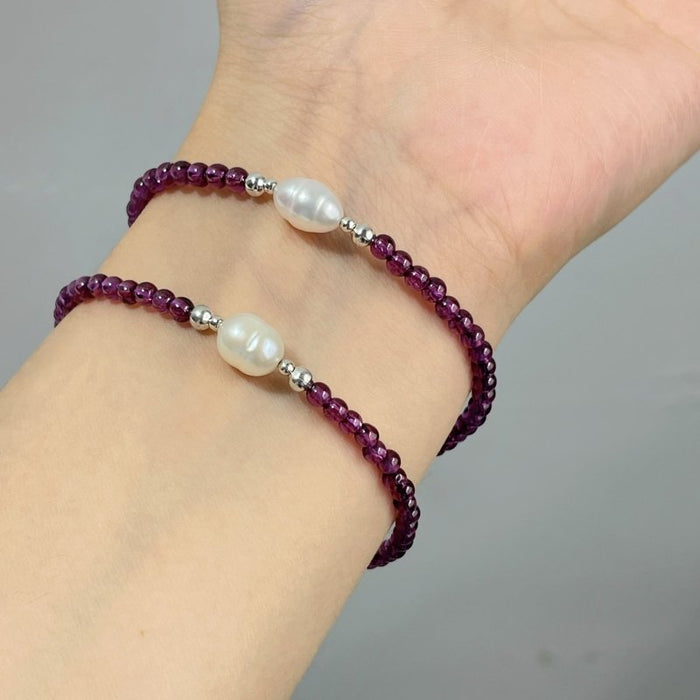 Purple Garnet & Pearl Bracelets Crystal Wholesale