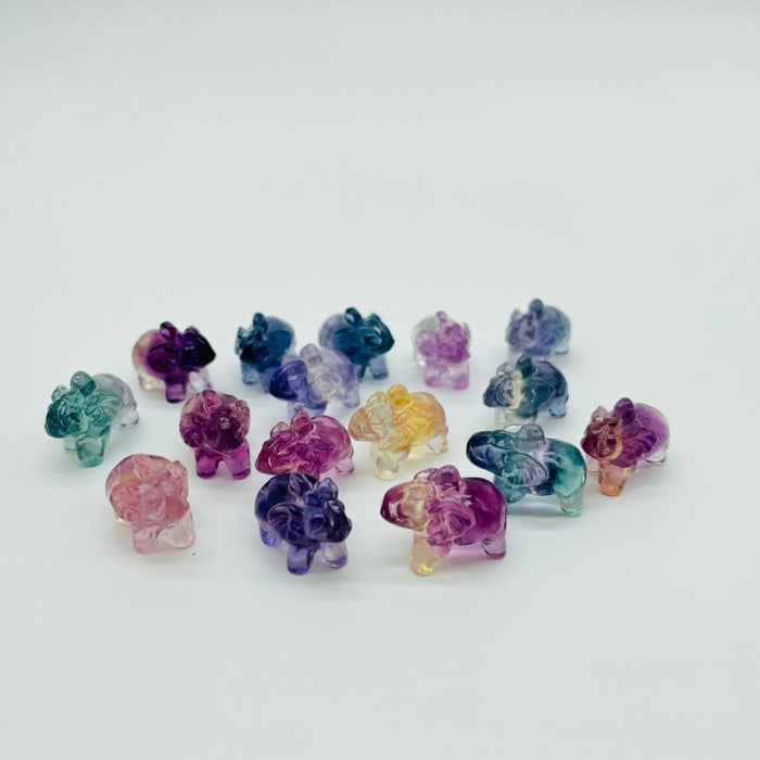 Rainbow Fluorite Mini Elephant Carving Wholesale